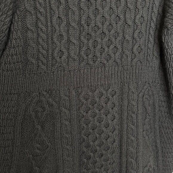 Kilronan Knitwear Black Cable Knit Merino Wool Sweater, S - Picture 5 of 9